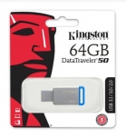 Флеш накопитель 64GB Kingston DataTraveler 50, USB 3.0, Металл/Синий