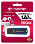 Флеш накопитель 128GB Transcend JetFlash 810, USB 3.0, Резиновый, Черный/Синий