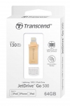 Флеш накопитель 64GB Transcend JetDrive Go 500G, USB 3.1/Lightning, золотой