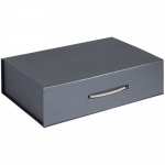 Коробка Case, подарочная, темно-серебристая, 36,4х24,3х10 см, переплетный картон