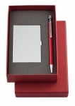 Подарочный набор Join: футляр для визиток и шариковая ручка, красный