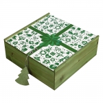 Коробка деревянная, зеленая коробка: 31,5х31,5х11,5 см; малое отделение: 9,1х29,9х9,7 см; большое отделение: 20,4х29,9х9,7 см