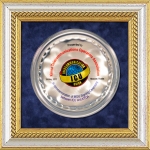 Наградная тарелка из хромированной латуни в багетной раме, паспарту - синий велюр PFT-5C BL