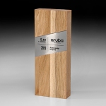 Награда из натурального дерева (дуб) с металлической пластиной WA010