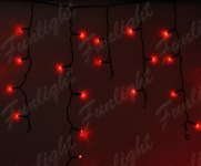 Гирлянда Айсикл (бахрома) LED, 2,4х0,6м на чёрном проводе, диоды красные