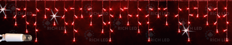 Светодиодная бахрома 3*0.5 м, Rich LED, мерцающая, прозрачный провод ПВХ, 112 диодов, красная