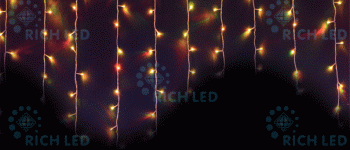 Светодиодная бахрома 5*0.7 м, Rich LED, RGB Хамелеон, прозрачный провод IP54, 198 диодов
