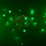 Гирлянда Айсикл (бахрома) светодиодный, 2,4х0,6 м, прозрачный провод, 220В, диоды зеленые