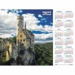 Календарь настенный листовой, 2022 г., формат А2 45х60 см, "Замок в горах", HATBER, Кл2_05500