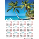 Календарь настенный листовой, 2022 г., формат А2 45х60 см, "Райский уголок", HATBER, Кл2_16928