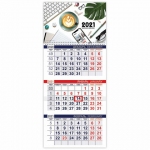 Календарь квартальный с бегунком, 2021 год, 3-х блочный, 1 гребень, "ЭКОНОМ", "Office Style", HATBER, 3Кв1гр3_23487