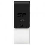 Флеш-диск 16 GB, SILICON POWER Mobile X21, OTG+USB 2.0, металлический корпус, черный, SP16GBUF2X21V1K