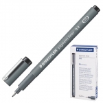 Ручка капиллярная (линер) STAEDTLER "Pigment Liner", ЧЕРНАЯ, корпус серый, линия письма 0,4 мм, 308 04-9