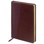Ежедневник датированный 2022 А5 138x213 мм BRAUBERG "Cayman", под кожу, коричневый, 112740