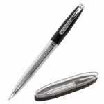 Ручка подарочная шариковая BRAUBERG Sonata, СИНЯЯ, корпус серебристый с черным, линия письма 0,5 мм, 143482