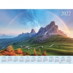 Календарь настенный листовой, 2022 г., формат А1 90х60 см, "Горные вершины", HATBER, Кл1_2, Кл1_25130