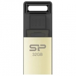 Флеш-диск 32 GB, SILICON POWER Mobile X10, OTG+USB 2.0, металлический корпус, золотистый, SP32GBUF2X10V1C