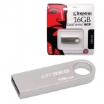 Флеш-диск 16 GB, KINGSTON DataTraveler SE9, USB 2.0, металлический корпус, серебристый, DTSE9H/16GB