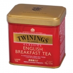 Чай TWININGS (Твайнингс) "English Breakfast", черный, железная банка, 100 г, F09010