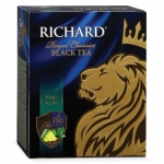 Чай RICHARD "King's Tea №1", с ароматом мяты и цедры цитрусовых, черный, 100 пакетиков по 2 г, 610302