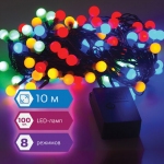 Электрогирлянда светодиодная ЗОЛОТАЯ СКАЗКА "Шарики", 100 ламп, 10 м, многоцветная, контроллер, 591102