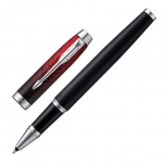 Ручка-роллер PARKER "IM Red Ignite CT", корпус черный матовый, хромированные детали, черная, 2074032