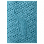 Обложка для паспорта натуральная кожа плетенка, с ящерицей, бирюзовая, STAFF "Profit", 237202