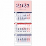 Календарь квартальный с бегунком, 2021 год, 3-х блочный, 3 гребня, "ОФИС", "Нежные цветочки", HATBER, 3Кв3гр3_23509