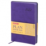 Ежедневник датированный 2022 А5 138x213 мм BRAUBERG "Stylish", под кожу, фиолетовый, 112791