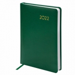 Ежедневник датированный 2022 А5 138x213 мм BRAUBERG "Select", балакрон, зеленый, 112774