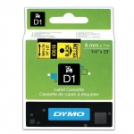 Картридж для принтеров этикеток DYMO D1, 6 мм х 7 м, лента пластиковая, чёрный шрифт, желтый фон, S0720790