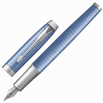 Ручка перьевая PARKER "IM Premium Blue CT", корпус голубой с гравировкой, хромированные детали, синяя, 1931688