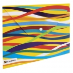 Папка-конверт с кнопкой BRAUBERG "EXPRESSION", А4, до 100 листов, разноцветные полосы, 0,18 мм, 221426