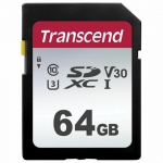 Карта памяти SDXC 64GB TRANSCEND UHS-I U3, V30, 95 Мб/сек (class 10), TS64GSDC300S