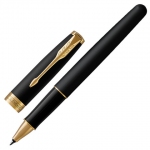 Ручка-роллер PARKER "Sonnet Core Matt Black GT", корпус черный матовый лак, позолоченные детали, черная, 1931518