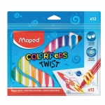 Восковые мелки MAPED (Франция) "Color'peps Twist", 12 цветов, выкручивающиеся в пластиковом корпусе, 860612