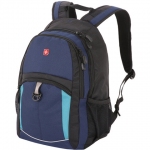 Рюкзак WENGER, универсальный, сине-черный, бирюзовые вставки, 22 л, 33х15х45 см, 3191203408