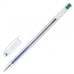 Ручка гелевая CROWN "Hi-Jell", ЗЕЛЕНАЯ, корпус прозрачный, узел 0,5 мм, линия письма 0,35 мм, HJR-500B
