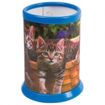 Подставка-стакан для канцелярских принадлежностей BRAUBERG, 3D-эффект, "Котята", D 87x106 мм, 236439