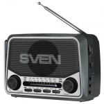 Радиоприёмник SVEN SRP-525, 3 Вт, FM/AM/SW, USB, microSD, аккумулятор, 150-20000 Гц, черный, SV-017156