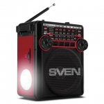 Радиоприёмник SVEN SRP-355, 3 Вт, FM/AM/SW, USB, microSD и SD, пластик, черный/красный, SV-017132