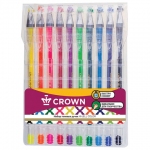 Ручки гелевые CROWN "Hi-Jell Color", НАБОР 10 ЦВЕТОВ, узел 0,5 мм, линия 0,35 мм, HJR-500SET/10