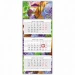 Календарь квартальный с бегунком, 2021 год, 3-х блочный, 3 гребня, "ЛЮКС", "Времена года", HATBER, 3Кв3гр2ц_23515
