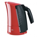 Чайник BRAUN WK-300.RED, 1,7 л, 2200 Вт, скрытый нагревательный элемент, пластик, красный/серый, WK300