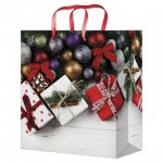 Пакет подарочный 26,4x32,7x13,6 см, "Подарки и елочные шарики", ламинированный, ПКП-8870