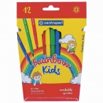 Фломастеры 12 ЦВЕТОВ CENTROPEN "Rainbow Kids", трехгранные, смываемые, картонная упаковка, 7550/12KK, 7 7550 1203