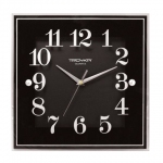 Часы настенные TROYKA 81000012, квадрат, черные, белая рамка, 32х32х3,5 см