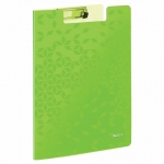 Папка-планшет LEITZ "WOW", с верхним прижимом и крышкой, A4, 330х230 мм, полифом, зеленая, 41990064