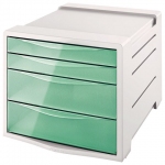 Блок из 4 закрытых лотков для бумаги, настольный, ESSELTE "Colour'Ice", 285х245х365 мм, зеленый, 626285