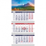 Календарь квартальный с бегунком, 2022 г., 3 блока, 3 гребня, ОФИС, "Горные вершины", HATBER, 3Кв3гр3_25130